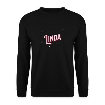 Linda Namen personalisiert - Unisex Pullover - Schwarz - Vorne - Alina (178cm) & Michal (187cm)