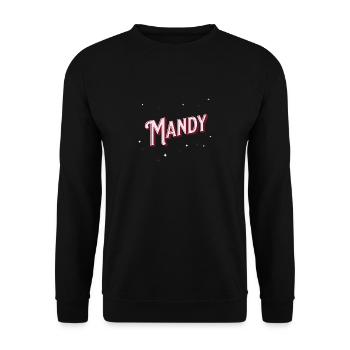 Mandy Namen personalisiert - Unisex Pullover - Schwarz - Vorne - Alina (178cm) & Michal (187cm)
