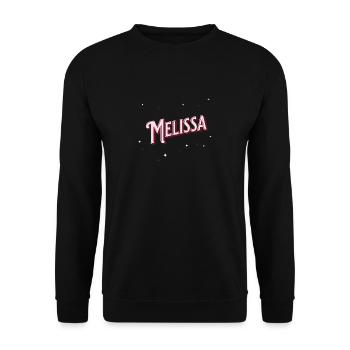 Melissa Namen personalisiert - Unisex Pullover - Schwarz - Vorne - Alina (178cm) & Michal (187cm)