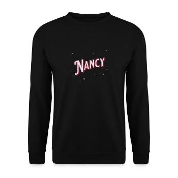 Nancy Namen personalisiert - Unisex Pullover - Schwarz - Vorne - Alina (178cm) & Michal (187cm)