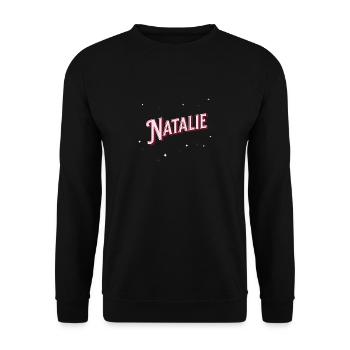 Natalie Namen personalisiert - Unisex Pullover - Schwarz - Vorne - Alina (178cm) & Michal (187cm)