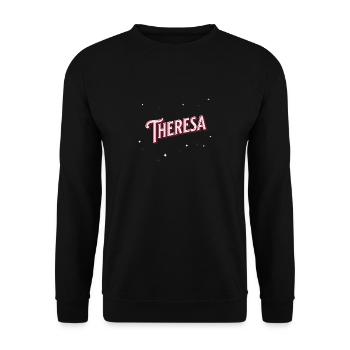Theresa Namen personalisiert - Unisex Pullover - Schwarz - Vorne - Alina (178cm) & Michal (187cm)