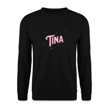 Tina Namen personalisiert - Unisex Pullover - Schwarz - Vorne - Alina (178cm) & Michal (187cm)