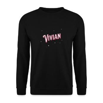 Vivian Namen personalisiert - Unisex Pullover - Schwarz - Vorne - Alina (178cm) & Michal (187cm)