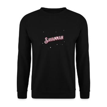 Savannah Namen personalisiert - Unisex Pullover - Schwarz - Vorne - Alina (178cm) & Michal (187cm)