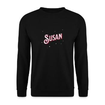 Susan Namen personalisiert - Unisex Pullover - Schwarz - Vorne - Alina (178cm) & Michal (187cm)