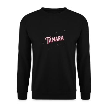 Tamara Namen personalisiert - Unisex Pullover - Schwarz - Vorne - Alina (178cm) & Michal (187cm)