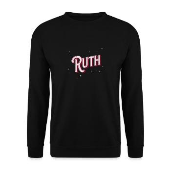 Ruth Namen personalisiert - Unisex Pullover - Schwarz - Vorne - Alina (178cm) & Michal (187cm)