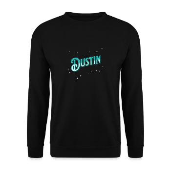 Dustin Namen personalisiert - Unisex Pullover - Schwarz - Vorne - Alina (178cm) & Michal (187cm)