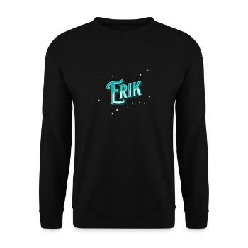 Erik Namen personalisiert - Unisex Pullover - Schwarz - Vorne - Alina (178cm) & Michal (187cm)