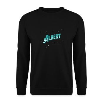 Albert Namen personalisiert - Unisex Pullover - Schwarz - Vorne - Alina (178cm) & Michal (187cm)