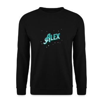 Alex Namen personalisiert - Unisex Pullover - Schwarz - Vorne - Alina (178cm) & Michal (187cm)