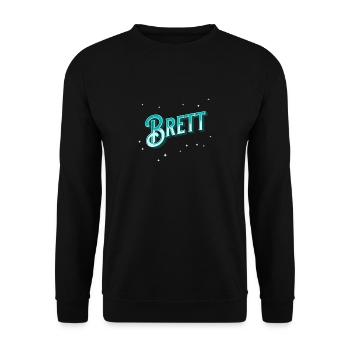 Brett Namen personalisiert - Unisex Pullover - Schwarz - Vorne - Alina (178cm) & Michal (187cm)