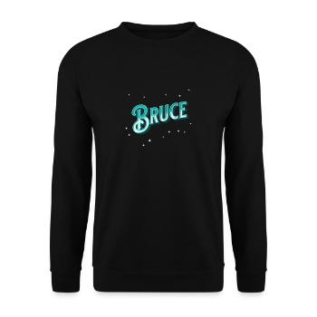 Bruce Namen personalisiert - Unisex Pullover - Schwarz - Vorne - Alina (178cm) & Michal (187cm)