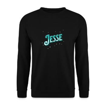 Jesse Namen personalisiert - Unisex Pullover - Schwarz - Vorne - Alina (178cm) & Michal (187cm)