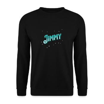 Jimmy Namen personalisiert - Unisex Pullover - Schwarz - Vorne - Alina (178cm) & Michal (187cm)