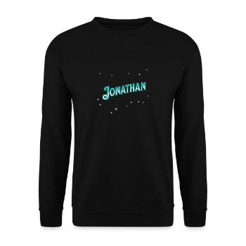 Jonathan Namen personalisiert - Unisex Pullover - Schwarz - Vorne - Alina (178cm) & Michal (187cm)