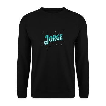 Jorge Namen personalisiert - Unisex Pullover - Schwarz - Vorne - Alina (178cm) & Michal (187cm)