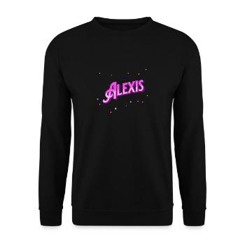 Alexis Namen personalisiert - Unisex Pullover - Schwarz - Vorne - Alina (178cm) & Michal (187cm)
