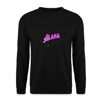 Alana Namen personalisiert - Unisex Pullover - Schwarz - Vorne - Alina (178cm) & Michal (187cm)
