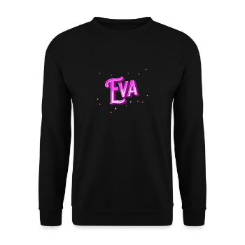 Eva Namen personalisiert - Unisex Pullover - Schwarz - Vorne - Alina (178cm) & Michal (187cm)