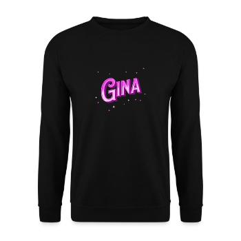 Gina Namen personalisiert - Unisex Pullover - Schwarz - Vorne - Alina (178cm) & Michal (187cm)