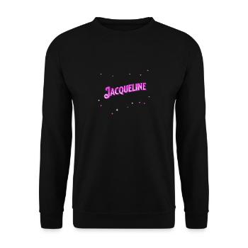 Jacqueline Namen personalisiert - Unisex Pullover - Schwarz - Vorne - Alina (178cm) & Michal (187cm)