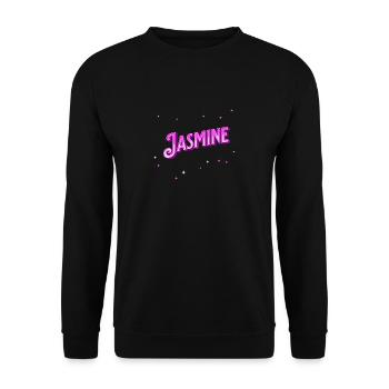 Jasmine Namen personalisiert - Unisex Pullover - Schwarz - Vorne - Alina (178cm) & Michal (187cm)