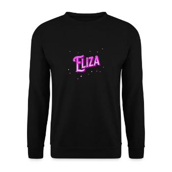 Eliza Namen personalisiert - Unisex Pullover - Schwarz - Vorne - Alina (178cm) & Michal (187cm)