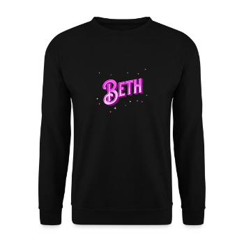 Beth Namen personalisiert - Unisex Pullover - Schwarz - Vorne - Alina (178cm) & Michal (187cm)