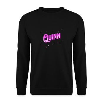 Quinn Namen personalisiert - Unisex Pullover - Schwarz - Vorne - Alina (178cm) & Michal (187cm)