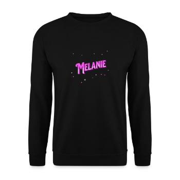 Melanie name personalized - Unisex Sweatshirt - black - Front - Alina (178cm) & Michal (187cm)
