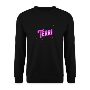 Terri Namen personalisiert - Unisex Pullover - Schwarz - Vorne - Alina (178cm) & Michal (187cm)