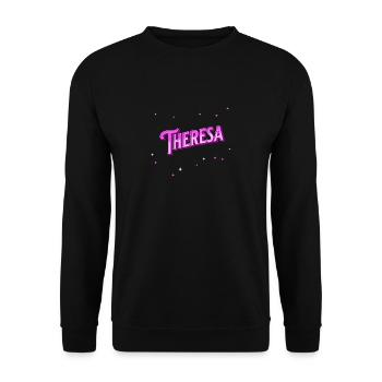 Theresa Namen personalisiert - Unisex Pullover - Schwarz - Vorne - Alina (178cm) & Michal (187cm)