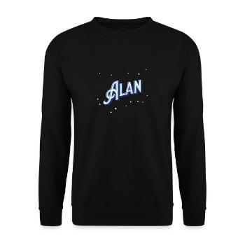 Alan Namen personalisiert - Unisex Pullover - Schwarz - Vorne - Alina (178cm) & Michal (187cm)