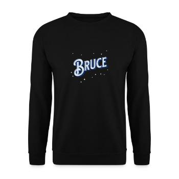 Bruce Namen personalisiert - Unisex Pullover - Schwarz - Vorne - Alina (178cm) & Michal (187cm)