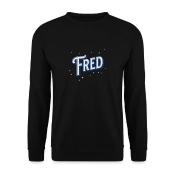 Fred Namen personalisiert - Unisex Pullover - Schwarz - Vorne - Alina (178cm) & Michal (187cm)