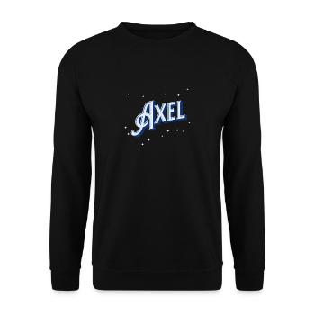 Axel Namen personalisiert - Unisex Pullover - Schwarz - Vorne - Alina (178cm) & Michal (187cm)