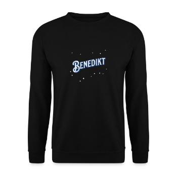 Benedikt Namen personalisiert - Unisex Pullover - Schwarz - Vorne - Alina (178cm) & Michal (187cm)