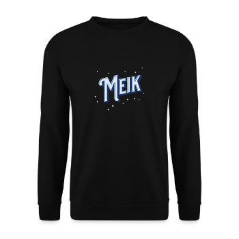 Meik Namen personalisiert - Unisex Pullover - Schwarz - Vorne - Alina (178cm) & Michal (187cm)