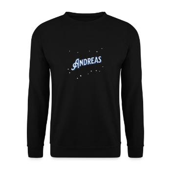 Andreas Namen personalisiert - Unisex Pullover - Schwarz - Vorne - Alina (178cm) & Michal (187cm)