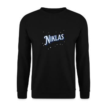 Niklas' name personalized - Unisex Sweatshirt - black - Front - Alina (178cm) & Michal (187cm)