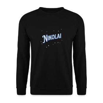 Nikolai's name personalized - Unisex Sweatshirt - black - Front - Alina (178cm) & Michal (187cm)