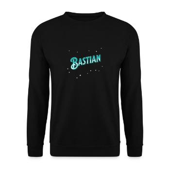 Bastian Namen personalisiert - Unisex Pullover - Schwarz - Vorne - Alina (178cm) & Michal (187cm)