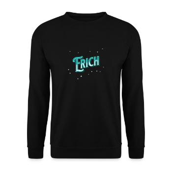 Erich Namen personalisiert - Unisex Pullover - Schwarz - Vorne - Alina (178cm) & Michal (187cm)