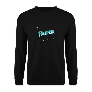 Frederik Namen personalisiert - Unisex Pullover - Schwarz - Vorne - Alina (178cm) & Michal (187cm)