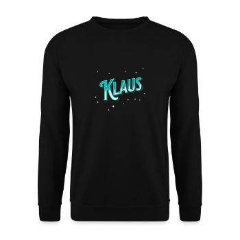 Klaus Namen personalisiert - Unisex Pullover - Schwarz - Vorne - Alina (178cm) & Michal (187cm)