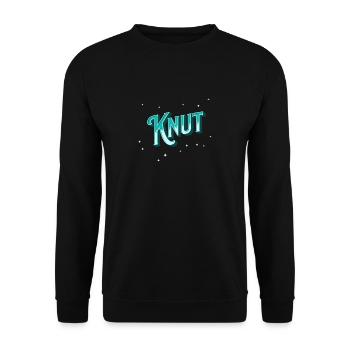 Knut Namen personalisiert - Unisex Pullover - Schwarz - Vorne - Alina (178cm) & Michal (187cm)