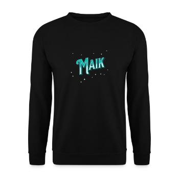 Maik Namen personalisiert - Unisex Pullover - Schwarz - Vorne - Alina (178cm) & Michal (187cm)