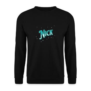 Nick Namen personalisiert - Unisex Pullover - Schwarz - Vorne - Alina (178cm) & Michal (187cm)